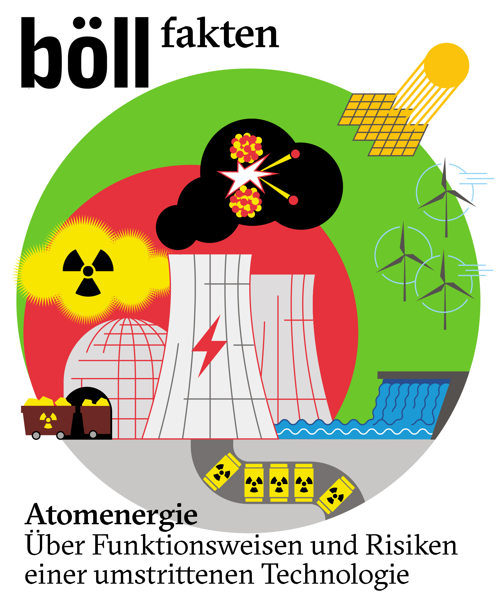 Gezeichnete Atomkraftanlage mit Kühlanlage